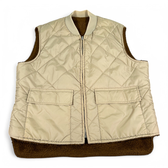 Vintage Hunting Vest Adult LARGE Brown Panhandle Slim Western Sherpa Reversible - Picture 1 of 9